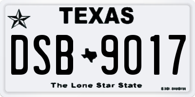 TX license plate DSB9017
