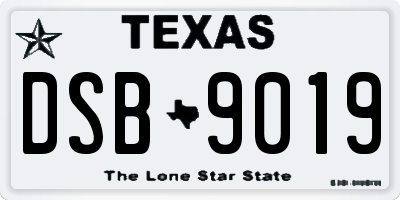 TX license plate DSB9019