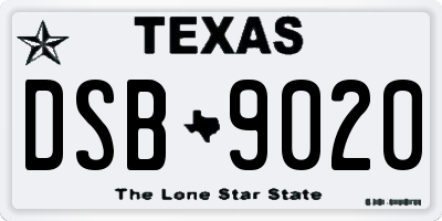 TX license plate DSB9020