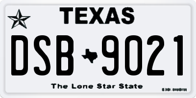 TX license plate DSB9021