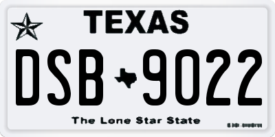 TX license plate DSB9022