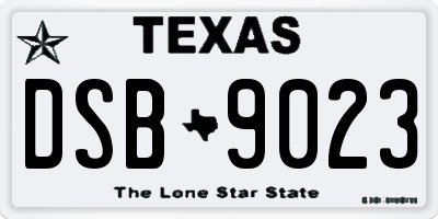 TX license plate DSB9023