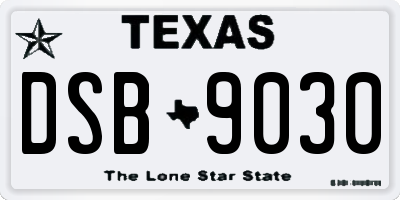 TX license plate DSB9030