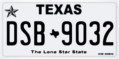 TX license plate DSB9032