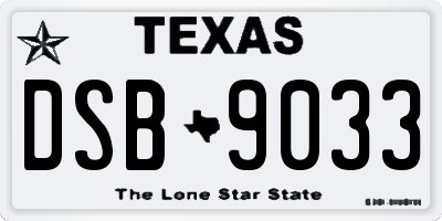 TX license plate DSB9033