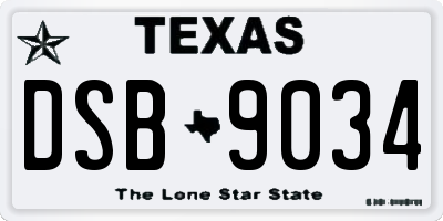 TX license plate DSB9034