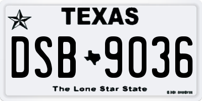 TX license plate DSB9036