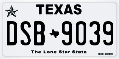 TX license plate DSB9039