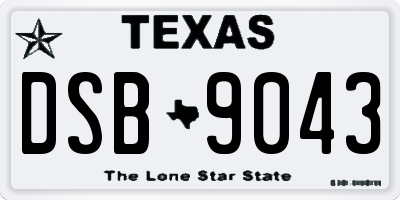 TX license plate DSB9043