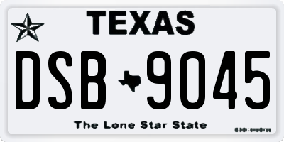 TX license plate DSB9045