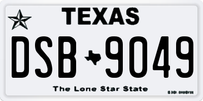 TX license plate DSB9049