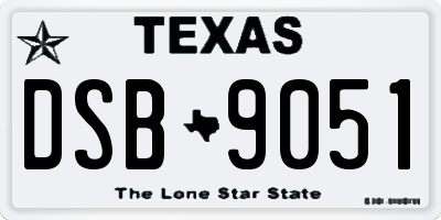 TX license plate DSB9051