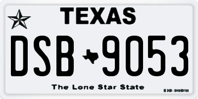 TX license plate DSB9053