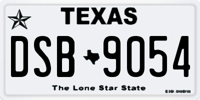 TX license plate DSB9054