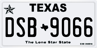 TX license plate DSB9066