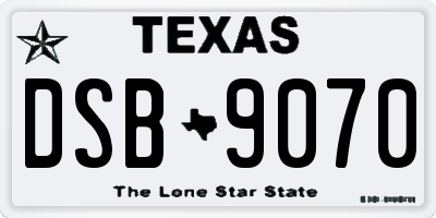 TX license plate DSB9070