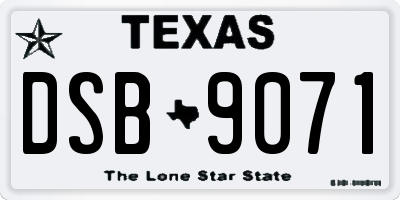 TX license plate DSB9071