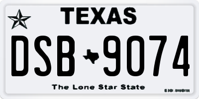 TX license plate DSB9074