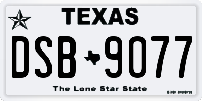 TX license plate DSB9077