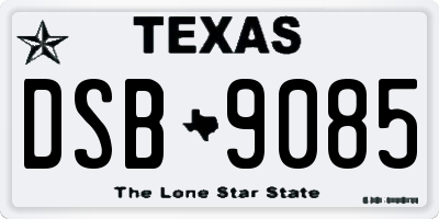 TX license plate DSB9085