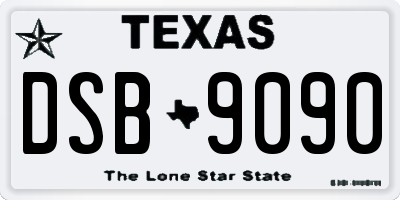 TX license plate DSB9090