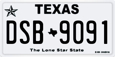 TX license plate DSB9091