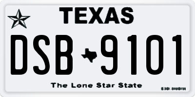 TX license plate DSB9101