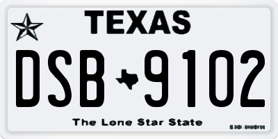 TX license plate DSB9102