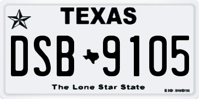 TX license plate DSB9105