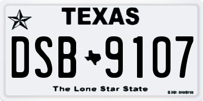 TX license plate DSB9107