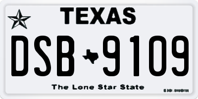 TX license plate DSB9109