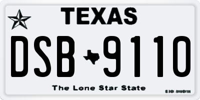 TX license plate DSB9110