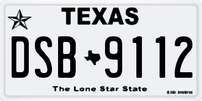 TX license plate DSB9112