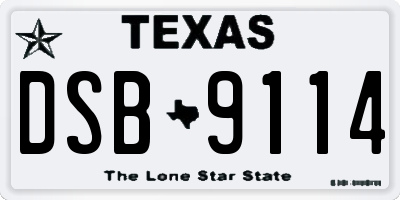 TX license plate DSB9114