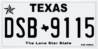 TX license plate DSB9115