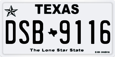 TX license plate DSB9116