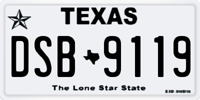 TX license plate DSB9119