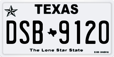TX license plate DSB9120