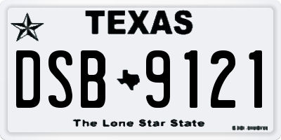 TX license plate DSB9121