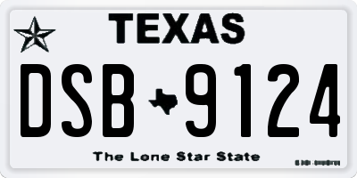 TX license plate DSB9124