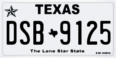 TX license plate DSB9125