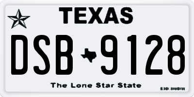 TX license plate DSB9128