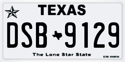 TX license plate DSB9129