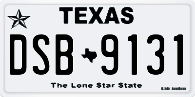 TX license plate DSB9131