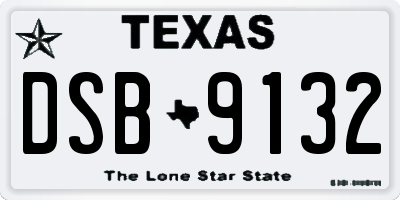 TX license plate DSB9132