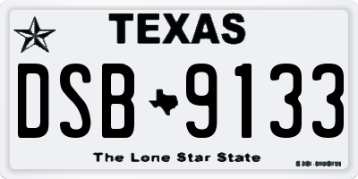 TX license plate DSB9133