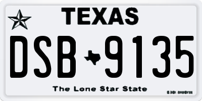 TX license plate DSB9135