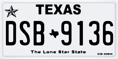 TX license plate DSB9136