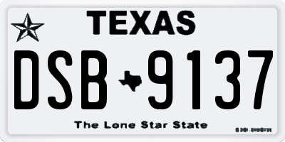TX license plate DSB9137