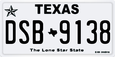 TX license plate DSB9138